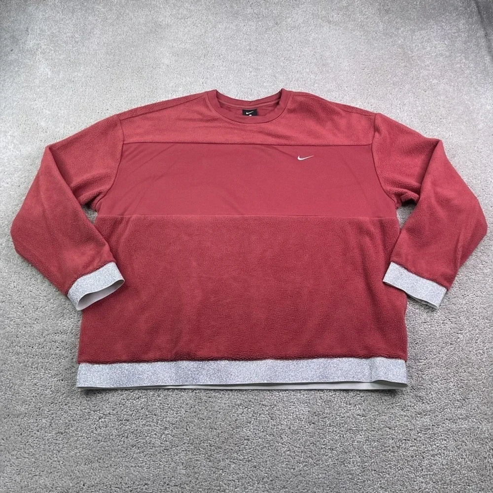 Nike Sweatshirt Womens‎ XL Red Fleece Icon Clash Crewneck Pullover Glitter Trim